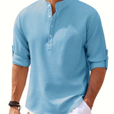 Solid Lapel Shirt, Men&