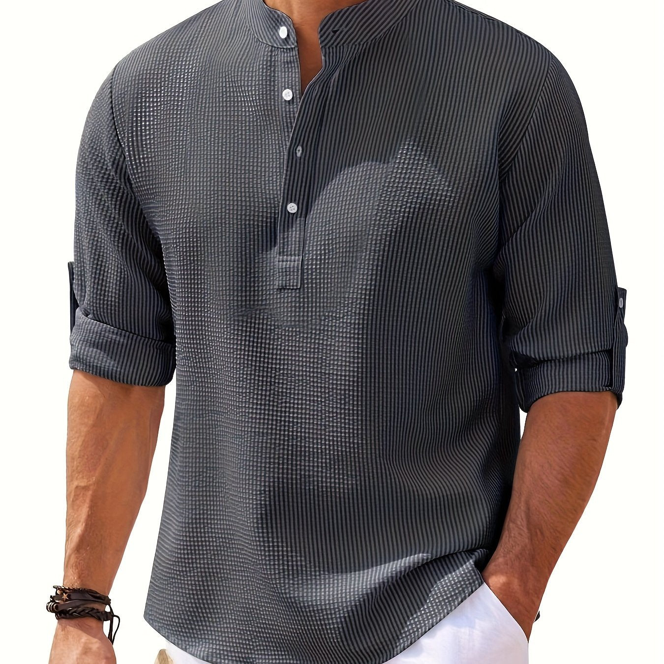 Solid Lapel Shirt, Men&