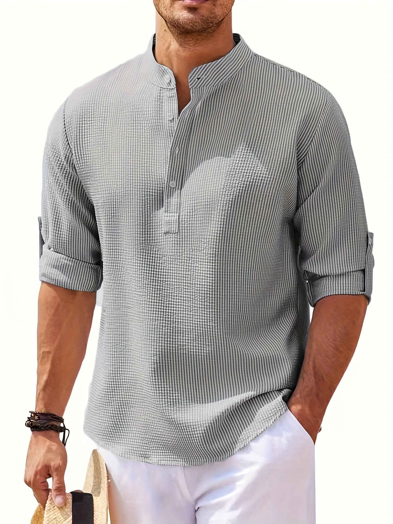 Solid Lapel Shirt, Men&