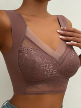 Soft & Comfortable Contrast Lace Wireless Bra, Women&