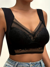 Soft & Comfortable Contrast Lace Wireless Bra, Women&