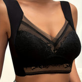 Soft & Comfortable Contrast Lace Wireless Bra, Women&