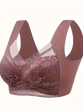 Soft & Comfortable Contrast Lace Wireless Bra, Women&