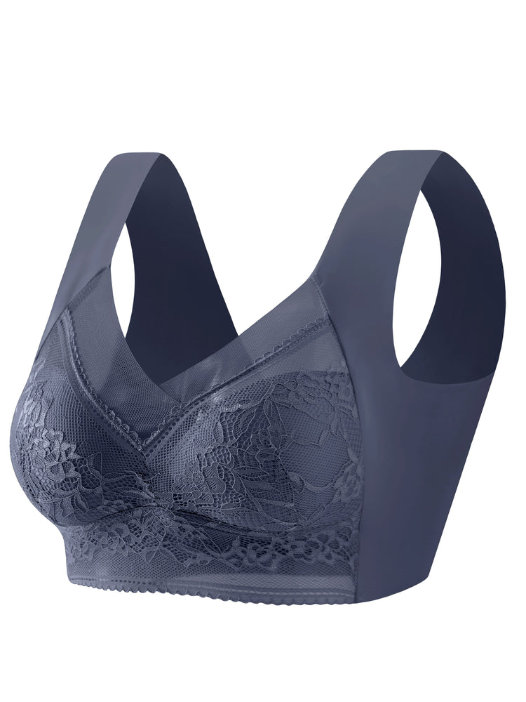 Soft & Comfortable Contrast Lace Wireless Bra, Women&
