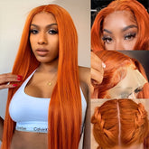 Ginger Orange Straight Wig Human Hair 13x4 - Lena & Miles Exquisite Boutique LLC.