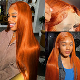 Ginger Orange Straight Wig Human Hair 13x4 Lace Front Wigs Human Hair 350