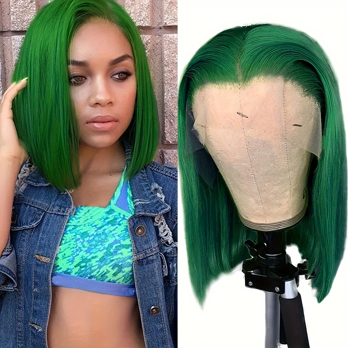 Colored 13x4 Bob Wigs Human Hair 180% Density Dark Green Blue Bob Lace Front Wig Straight Lace Front Human Hair Wigs For Women - Lena & Miles Exquisite Boutique LLC.