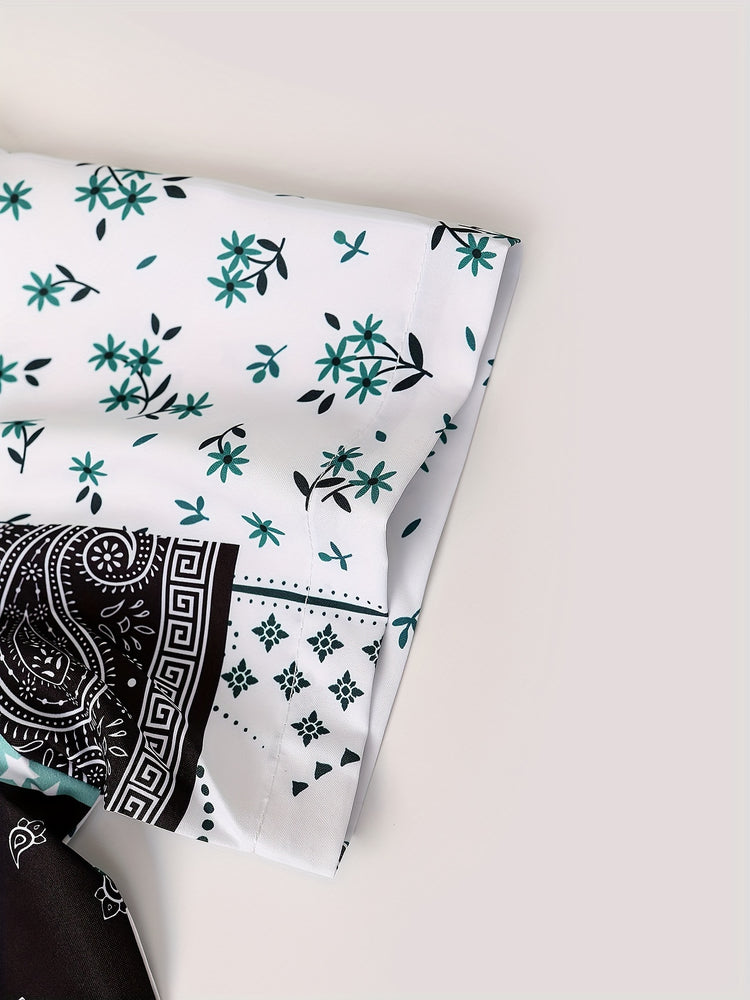 Color Block Bandana Print, Men&