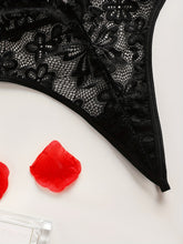 Sultry Heart Cut Out Lace Teddy Bodysuit - Plunging Neckline, Halter Neck Design, Adjustable Lace Up Back, Sexy Contrast Lace Details, Women&