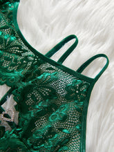 Sultry Heart Cut Out Lace Teddy Bodysuit - Plunging Neckline, Halter Neck Design, Adjustable Lace Up Back, Sexy Contrast Lace Details, Women&