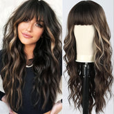 Highlight Long Curly Wavy Wig Synthetic Wig Beginners Friendly Heat Resistant Elegant For Daily Use Wigs For Women - Lena & Miles Exquisite Boutique LLC.