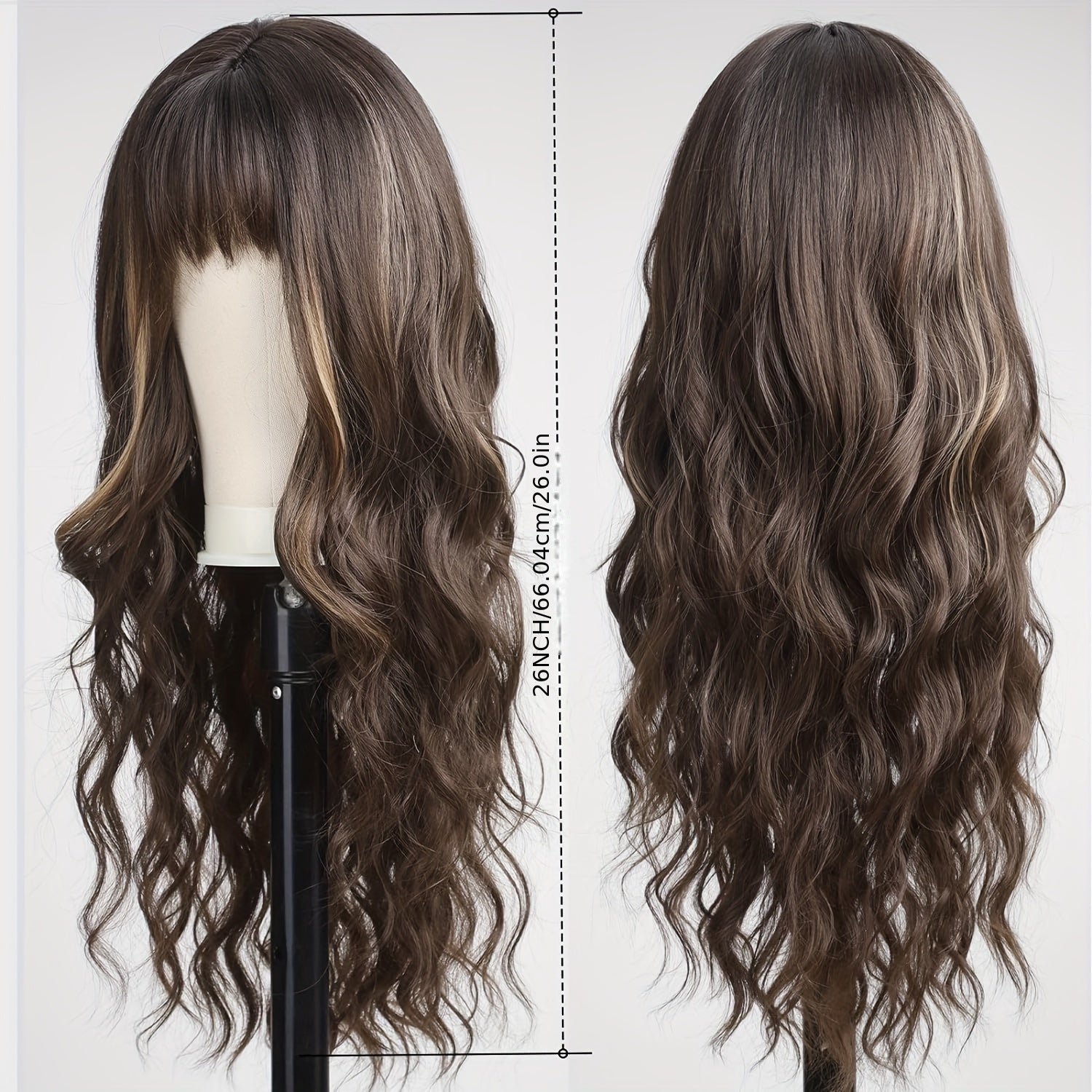 Highlight Long Curly Wavy Wig Synthetic Wig Beginners Friendly Heat Resistant Elegant For Daily Use Wigs For Women - Lena & Miles Exquisite Boutique LLC.