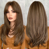 Long Wavy Dark Green Wig For Women Daily Use Natural Synthetic Miidle Part Wigs Layered Heat Resistant Music Festival - Lena & Miles Exquisite Boutique LLC.