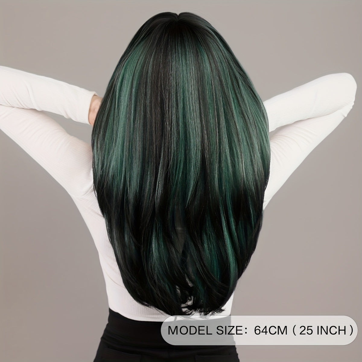 Long Wavy Dark Green Wig For Women Daily Use Natural Synthetic Miidle Part Wigs Layered Heat Resistant Music Festival - Lena & Miles Exquisite Boutique LLC.