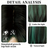 Long Wavy Dark Green Wig For Women Daily Use Natural Synthetic Miidle Part Wigs Layered Heat Resistant Music Festival - Lena & Miles Exquisite Boutique LLC.