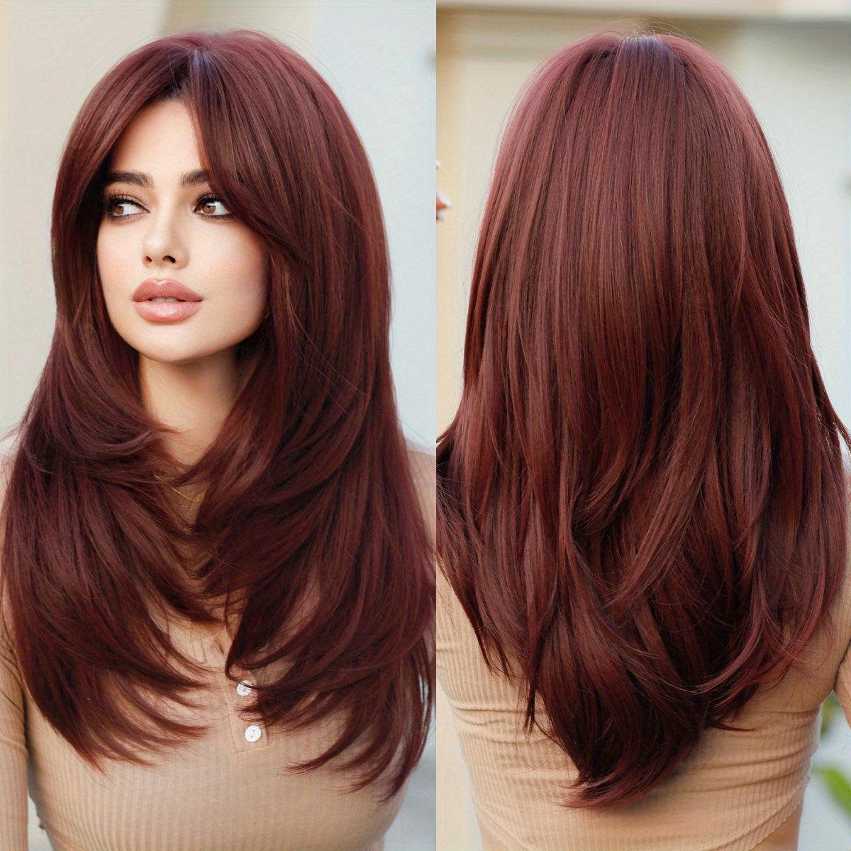 Long Wavy Dark Green Wig For Women Daily Use Natural Synthetic Miidle Part Wigs Layered Heat Resistant Music Festival - Lena & Miles Exquisite Boutique LLC.