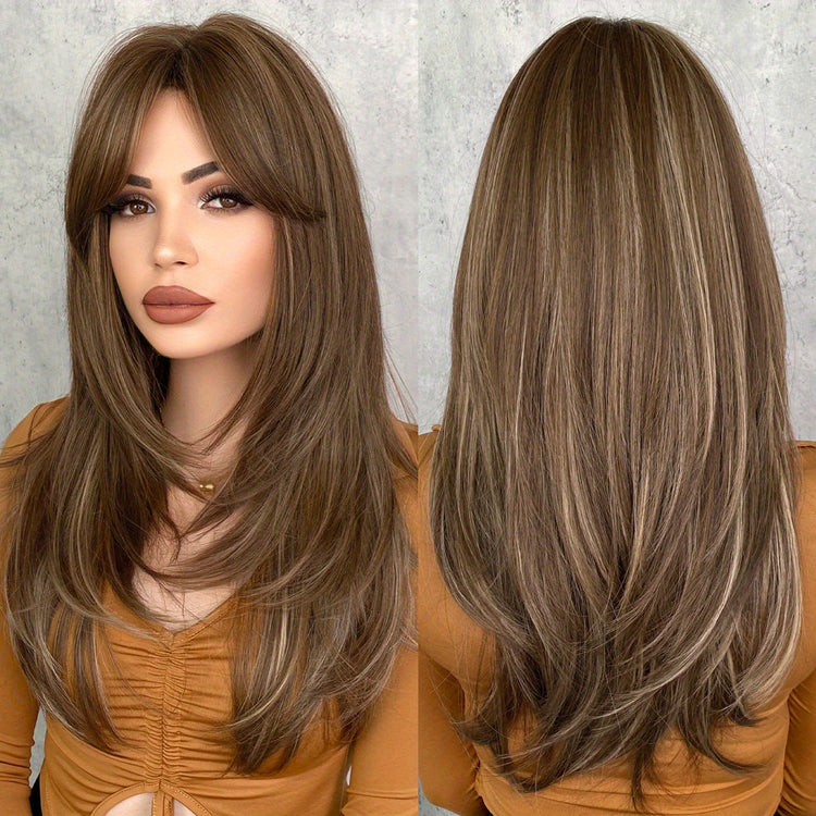 Long Wavy Dark Green Wig For Women Daily Use Natural Synthetic Miidle Part Wigs Layered Heat Resistant Music Festival - Lena & Miles Exquisite Boutique LLC.