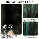 Long Wavy Dark Green Wig For Women Daily Use Natural Synthetic Miidle Part Wigs Layered Heat Resistant Music Festival - Lena & Miles Exquisite Boutique LLC.