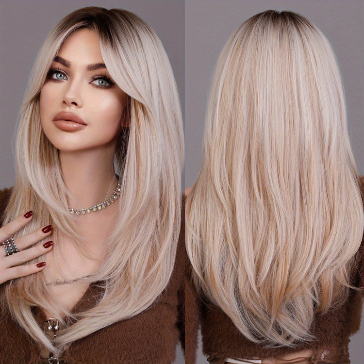 Long Wavy Dark Green Wig For Women Daily Use Natural Synthetic Miidle Part Wigs Layered Heat Resistant Music Festival - Lena & Miles Exquisite Boutique LLC.