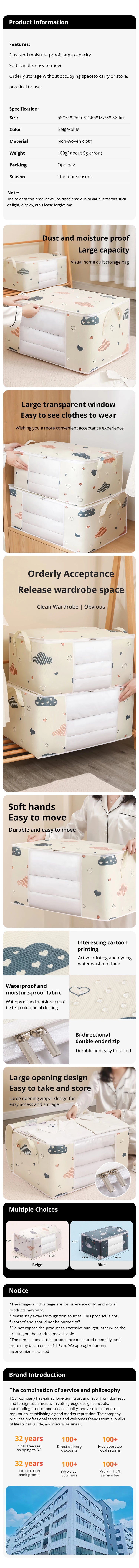 Large Capacity Clothes Storage Bag Organizer With Reinforced Handle Suitable For Blankets Bedding Foldable With Sturdy Zipper - Lena & Miles Exquisite Boutique LLC.