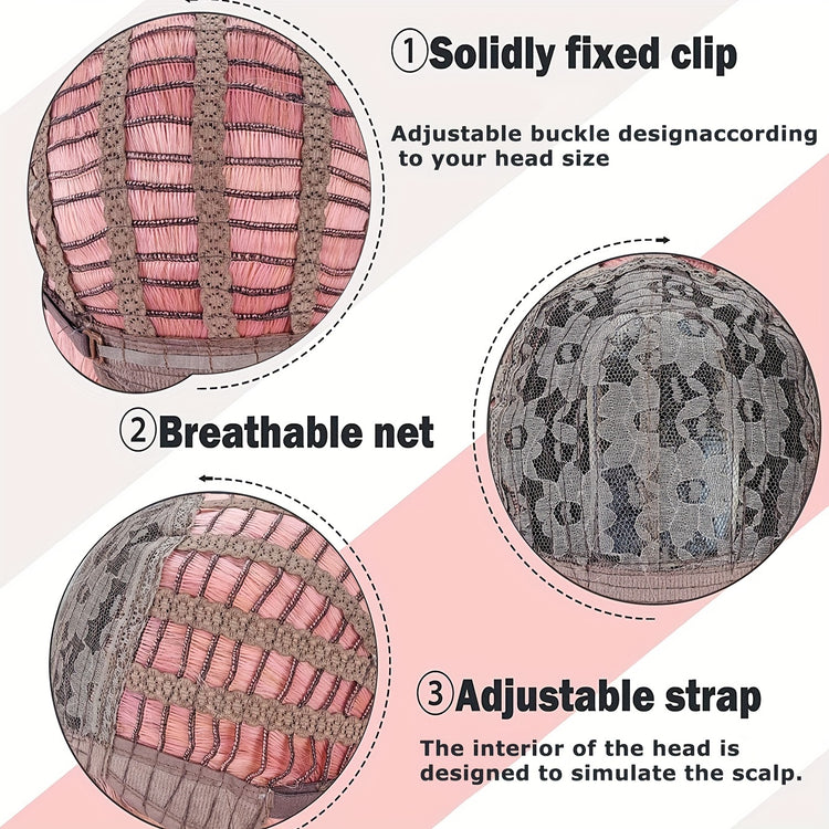 Pink Hair Wigs For Women Long Curly Wig With Bangs Ombre Synthetic Wig Heat Resistant Cute Wigs Cosplay Music Festival - Lena & Miles Exquisite Boutique LLC.