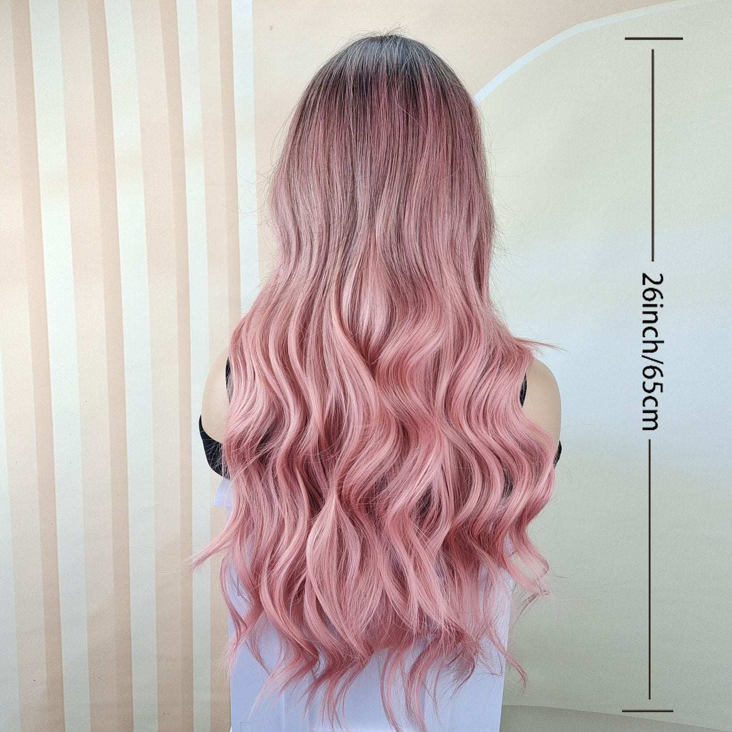 Pink Hair Wigs For Women Long Curly Wig With Bangs Ombre Synthetic Wig Heat Resistant Cute Wigs Cosplay Music Festival - Lena & Miles Exquisite Boutique LLC.
