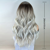 Long Ombre Brown Blonde Wavy Wigs With Curtain Bangs For Women Synthetic Curly Wig Heat Resistant Fiber Wigs For Daily Cosplay - Lena & Miles Exquisite Boutique LLC.