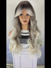 Long Ombre Brown Blonde Wavy Wigs With Curtain Bangs For Women Synthetic Curly Wig Heat Resistant Fiber Wigs For Daily Cosplay - Lena & Miles Exquisite Boutique LLC.