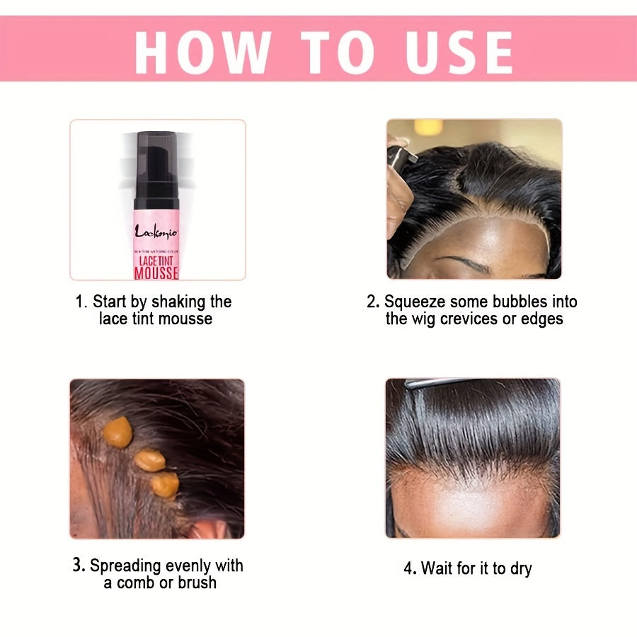 3.4OZ Lace Tint Mousse Spray For Wigs, Waterproof And Sweatproof Fast Drying Melting Mousse, Does Not Hurt The Hair, No Harmful Chemica - Lena & Miles Exquisite Boutique LLC.