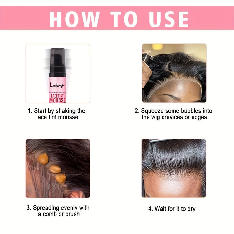 3.4OZ Lace Tint Mousse Spray For Wigs, Waterproof And Sweatproof Fast Drying Melting Mousse, Does Not Hurt The Hair, No Harmful Chemica - Lena & Miles Exquisite Boutique LLC.