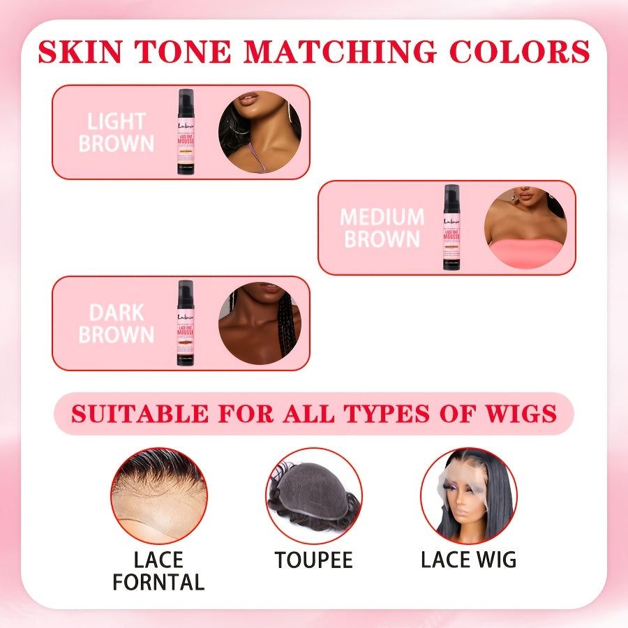 3.4OZ Lace Tint Mousse Spray For Wigs, Waterproof And Sweatproof Fast Drying Melting Mousse, Does Not Hurt The Hair, No Harmful Chemica - Lena & Miles Exquisite Boutique LLC.