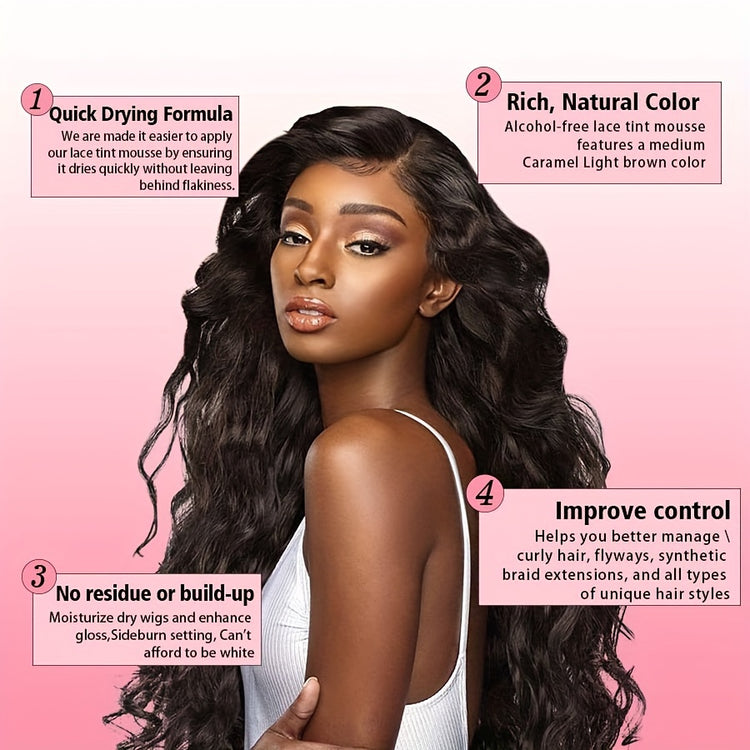 3.4OZ Lace Tint Mousse Spray For Wigs, Waterproof And Sweatproof Fast Drying Melting Mousse, Does Not Hurt The Hair, No Harmful Chemica - Lena & Miles Exquisite Boutique LLC.