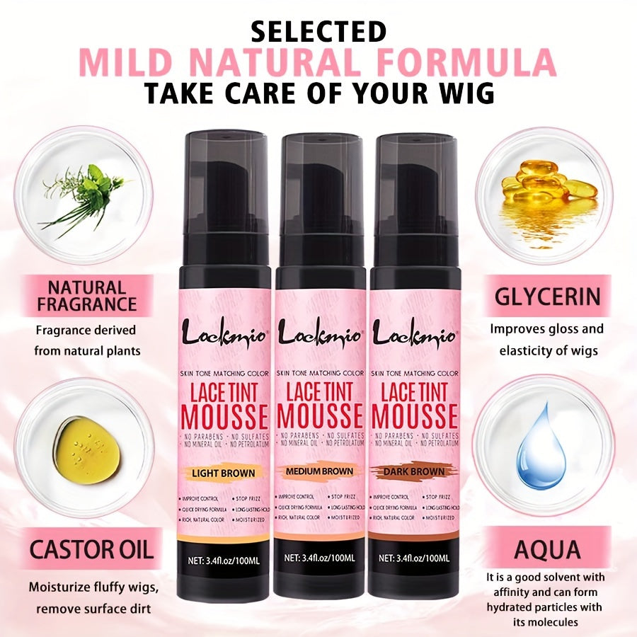 3.4OZ Lace Tint Mousse Spray For Wigs, Waterproof And Sweatproof Fast Drying Melting Mousse, Does Not Hurt The Hair, No Harmful Chemica - Lena & Miles Exquisite Boutique LLC.