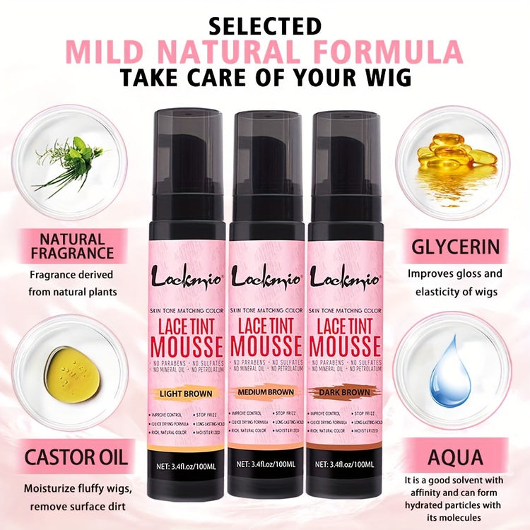 3.4OZ Lace Tint Mousse Spray For Wigs, Waterproof And Sweatproof Fast Drying Melting Mousse, Does Not Hurt The Hair, No Harmful Chemica - Lena & Miles Exquisite Boutique LLC.