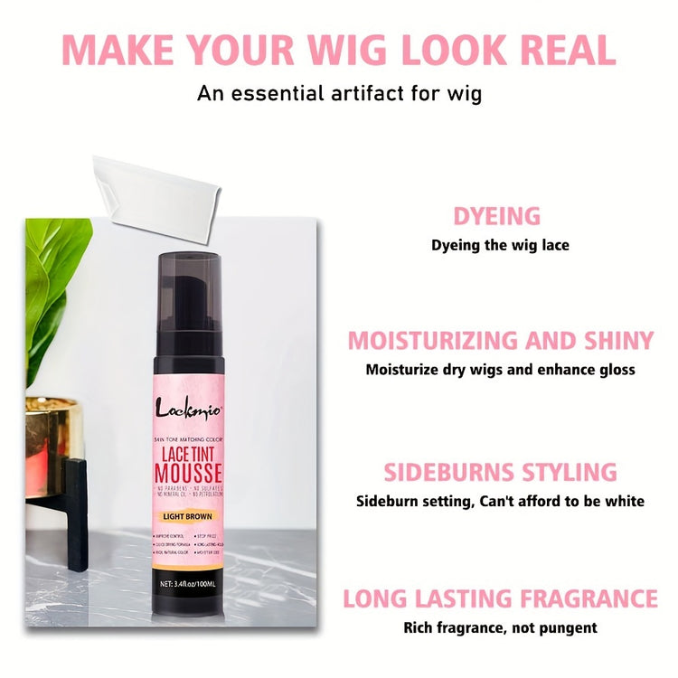 3.4OZ Lace Tint Mousse Spray For Wigs, Waterproof And Sweatproof Fast Drying Melting Mousse, Does Not Hurt The Hair, No Harmful Chemica - Lena & Miles Exquisite Boutique LLC.