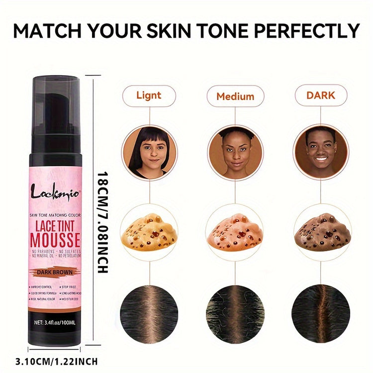 3.4OZ Lace Tint Mousse Spray For Wigs, Waterproof And Sweatproof Fast Drying Melting Mousse, Does Not Hurt The Hair, No Harmful Chemica - Lena & Miles Exquisite Boutique LLC.