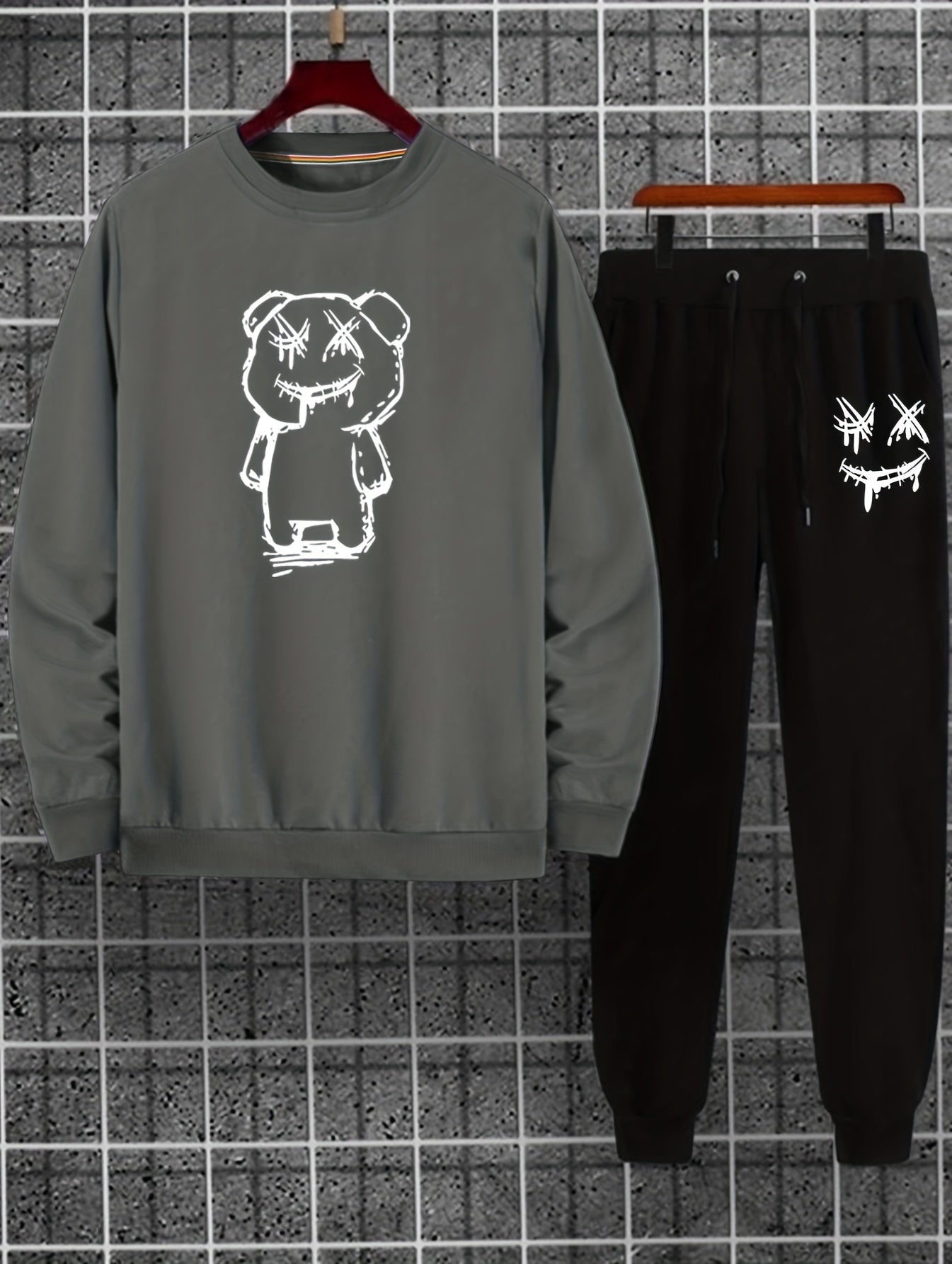 Cartoon Bear Print, Men&