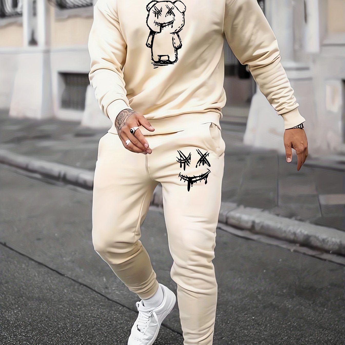 Cartoon Bear Print, Men&