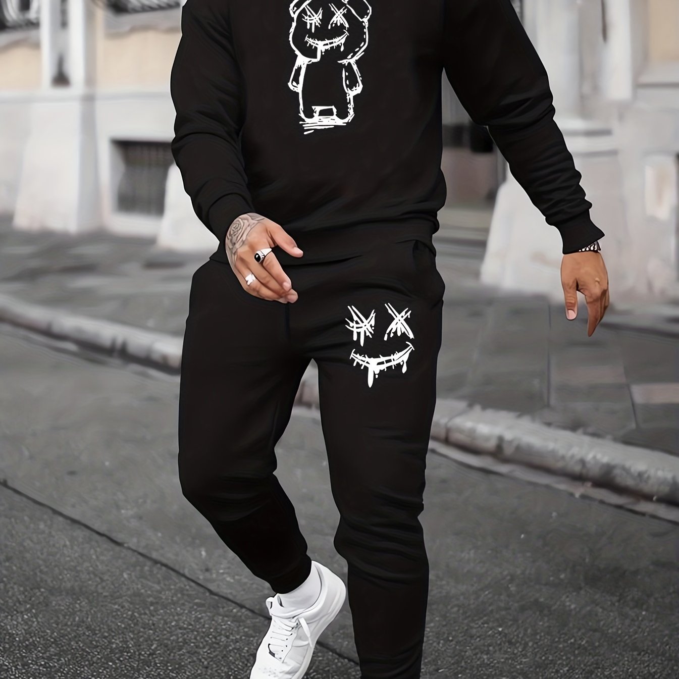 Cartoon Bear Print, Men&