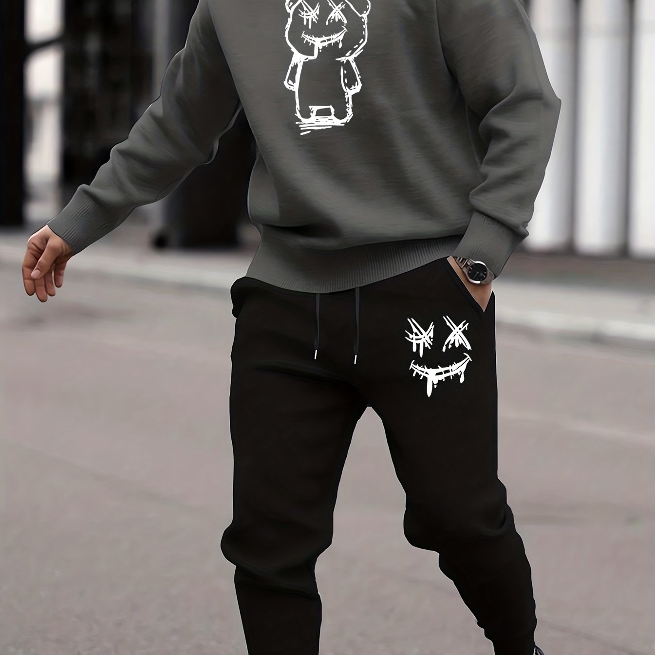 Cartoon Bear Print, Men&