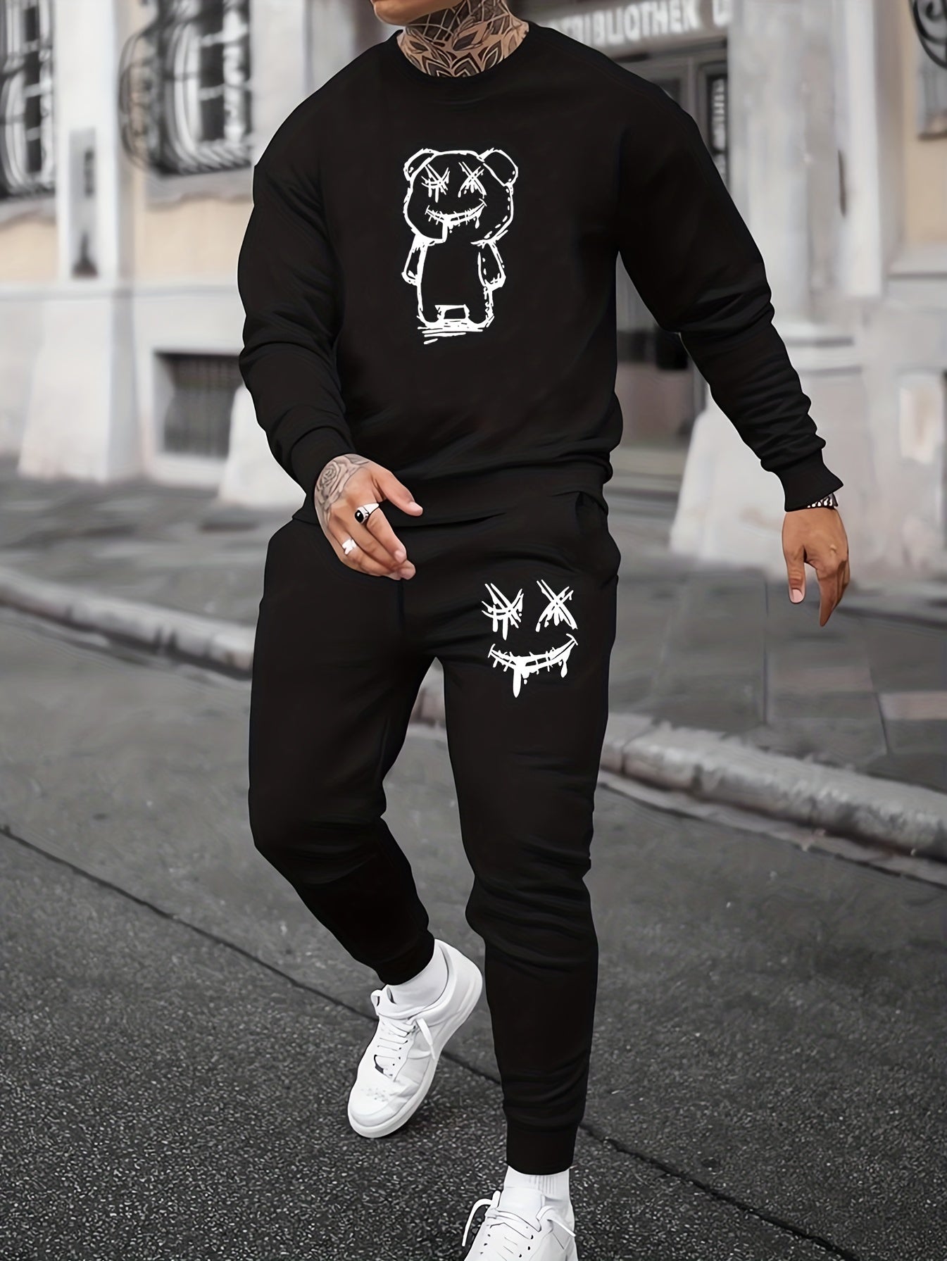 Cartoon Bear Print, Men&