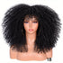 Soft Fluffy Afro Kinky Curly 16 Inch Hair Wigs With Bangs - Synthetic Fiber None Lace Wigs For Party Cosplay Daily Use - Lena & Miles Exquisite Boutique LLC.