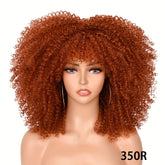 Soft Fluffy Afro Kinky Curly 16 Inch Hair Wigs With Bangs - Synthetic Fiber None Lace Wigs For Party Cosplay Daily Use - Lena & Miles Exquisite Boutique LLC.
