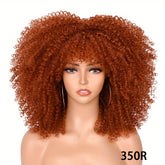 Soft Fluffy Afro Kinky Curly 16 Inch Hair Wigs With Bangs - Synthetic Fiber None Lace Wigs For Party Cosplay Daily Use - Lena & Miles Exquisite Boutique LLC.