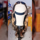 Highlight Ombre 13x6 HD Transparent Lace Frontal Wigs Human Hair Pre Plucked 180% Density 