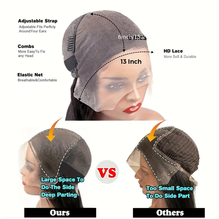 Highlight Ombre 13x6 HD Transparent Lace Frontal Wigs Human Hair Pre Plucked 180% Density 