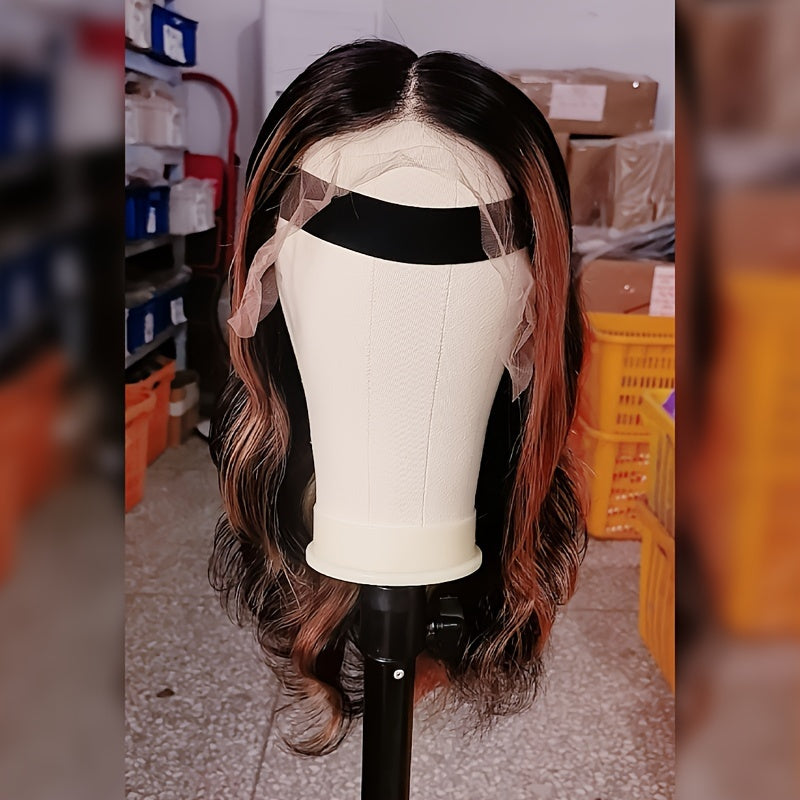 Highlight Ombre 13x6 HD Transparent Lace Frontal Wigs Human Hair Pre Plucked 180% Density 