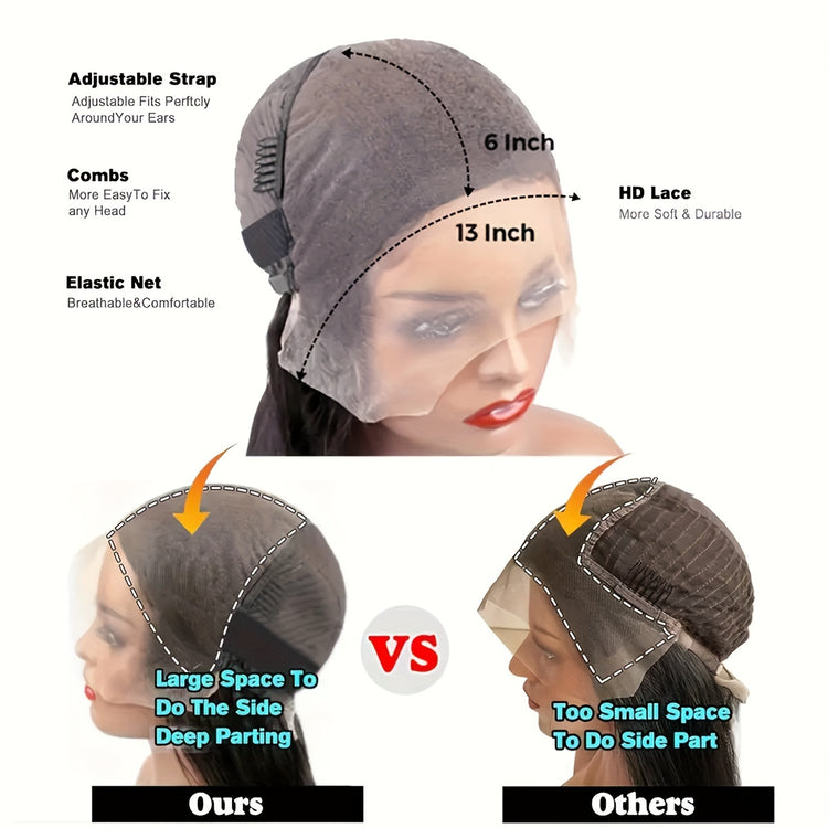 Highlight Ombre 13x6 HD Transparent Lace Frontal Wigs Human Hair Pre Plucked 180% Density 