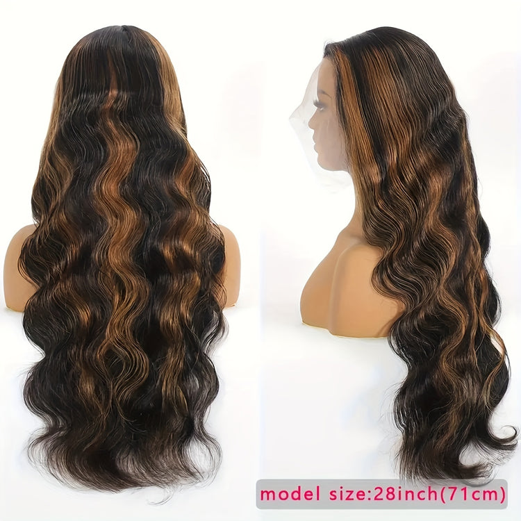 Highlight Ombre 13x6 HD Transparent Lace Frontal Wigs Human Hair Pre Plucked 180% Density 