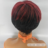 Synthetic New Products Highlight Wine Red Mixed Black Straight Bob Pixie Cut New Fashion Style Wigs For Women, Heat Resistant Fiber 6inch 150% Density - Lena & Miles Exquisite Boutique LLC.